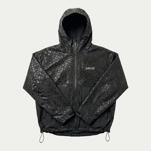 Water Reactive Cheetah Rain Jacket - Black