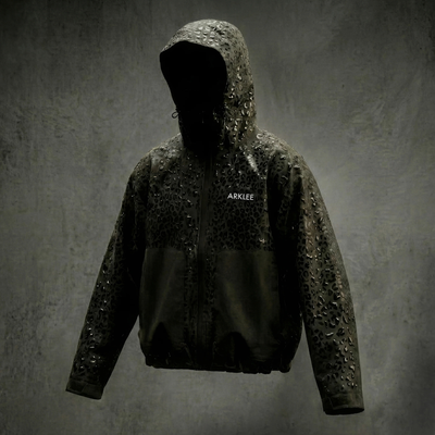 Water Reactive Cheetah Rain Jacket - Black