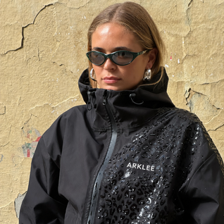 Water Reactive Cheetah Rain Jacket - Black