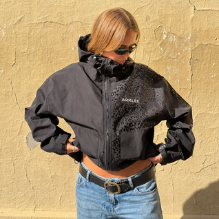 Water Reactive Cheetah Rain Jacket - Black